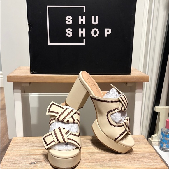 ShuShop Shoes - ShuShop Cream and Brown Women's Platform Sandals